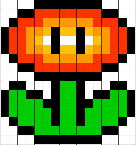 Pixel-art fire flower reference